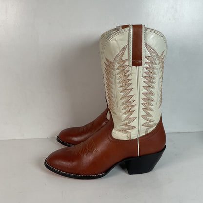Hondo Calfskin Leather Cowgirl Boots 10 B White Upper