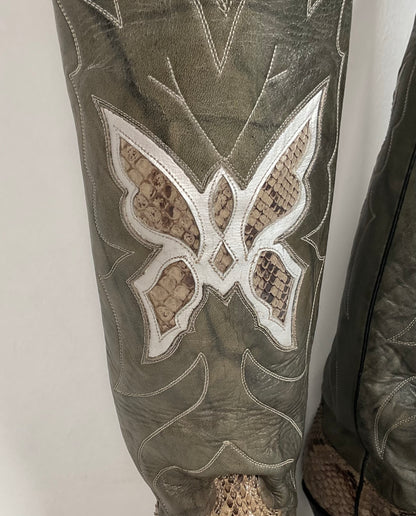 Vintage Justin Butterfly Cowgirl Boots | Snakeskin Inlay | USA Made | Women’s 5 B