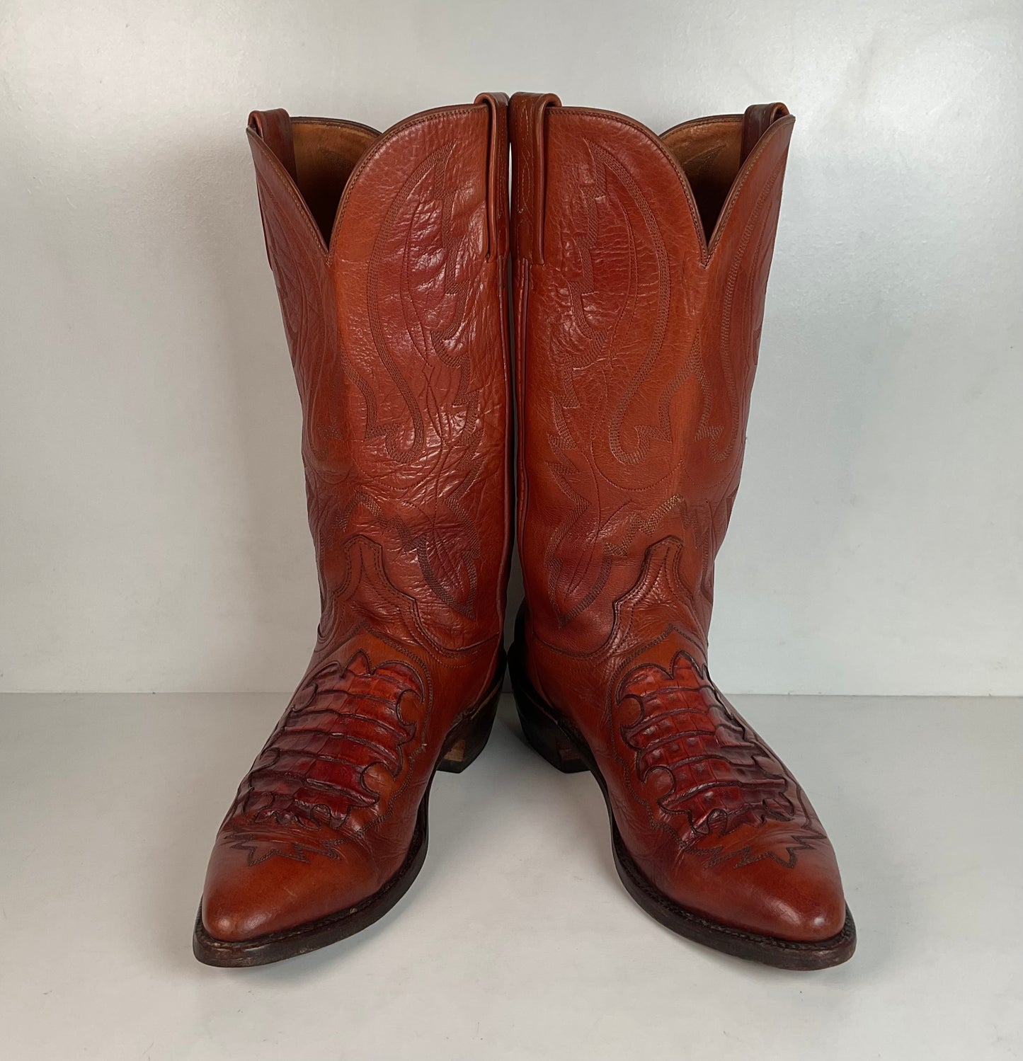 Lucchese 1883 Caiman Crocodile Inlay Cowboy Boots 9 D Exotic