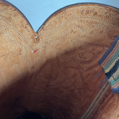 1940s Pee Wee Cowboy Boots Men’s 7 D Spiderweb Inlay Cloth Pull Thrashed