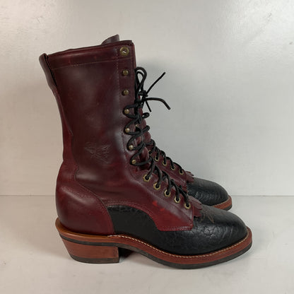 Tony Lama Kiltie Packer Boots 9 D Bullhide Western Lace Up