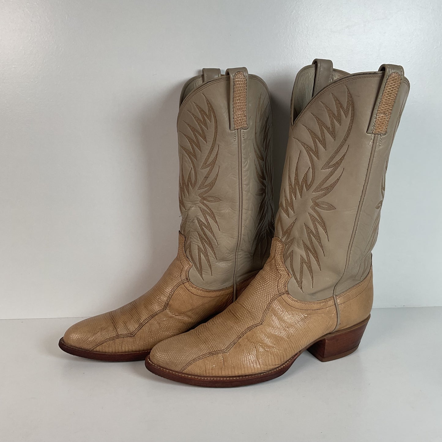 Vintage Dan Post Monitor Lizard Cowboy Boots | Golden Spur Collection | Blonde | 10 D