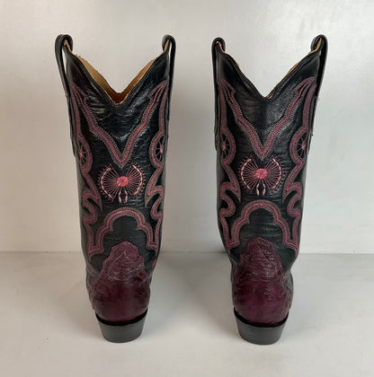 Corral Plum Ostrich Quill Cowgirl Boots 8 M Exotic Triad
