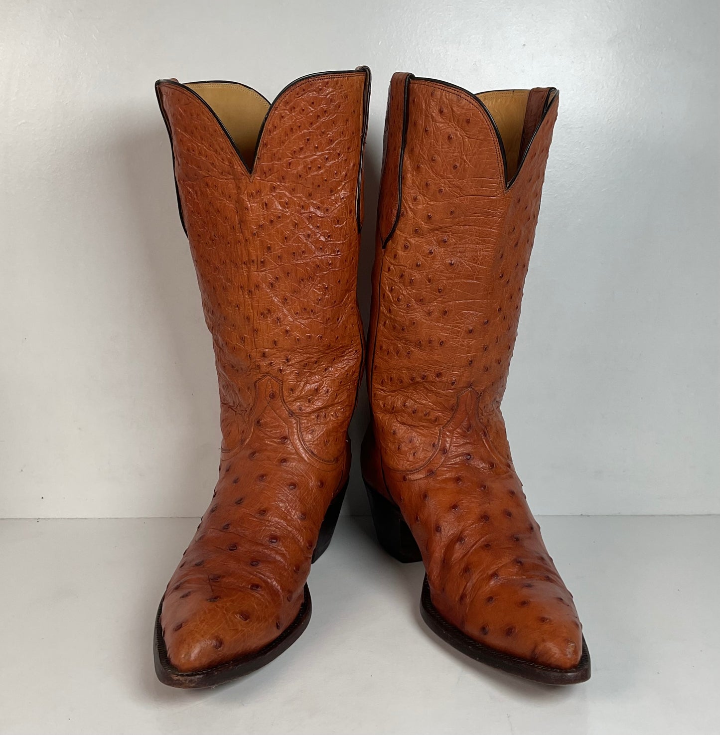 Custom Full Ostrich Quill Cowboy Boots 10 Wide Exotic Mule Ear