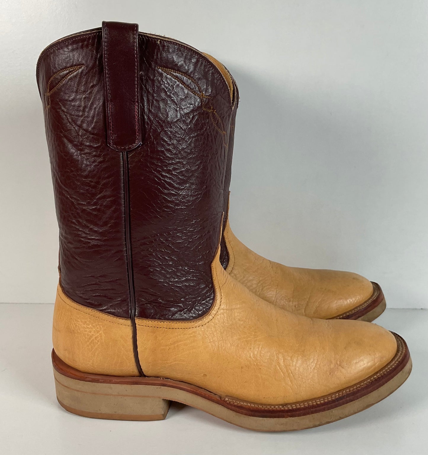 Anderson Bean Western Roper Boots 9.5 D Crepe Sole Bull Shoulder