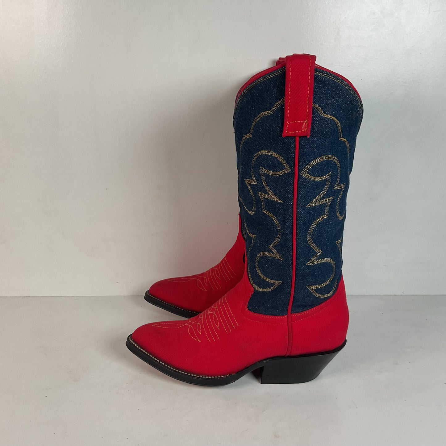 Vintage Denim Cowgirl Boots | Custom Blue Jean | Women’s 6.5