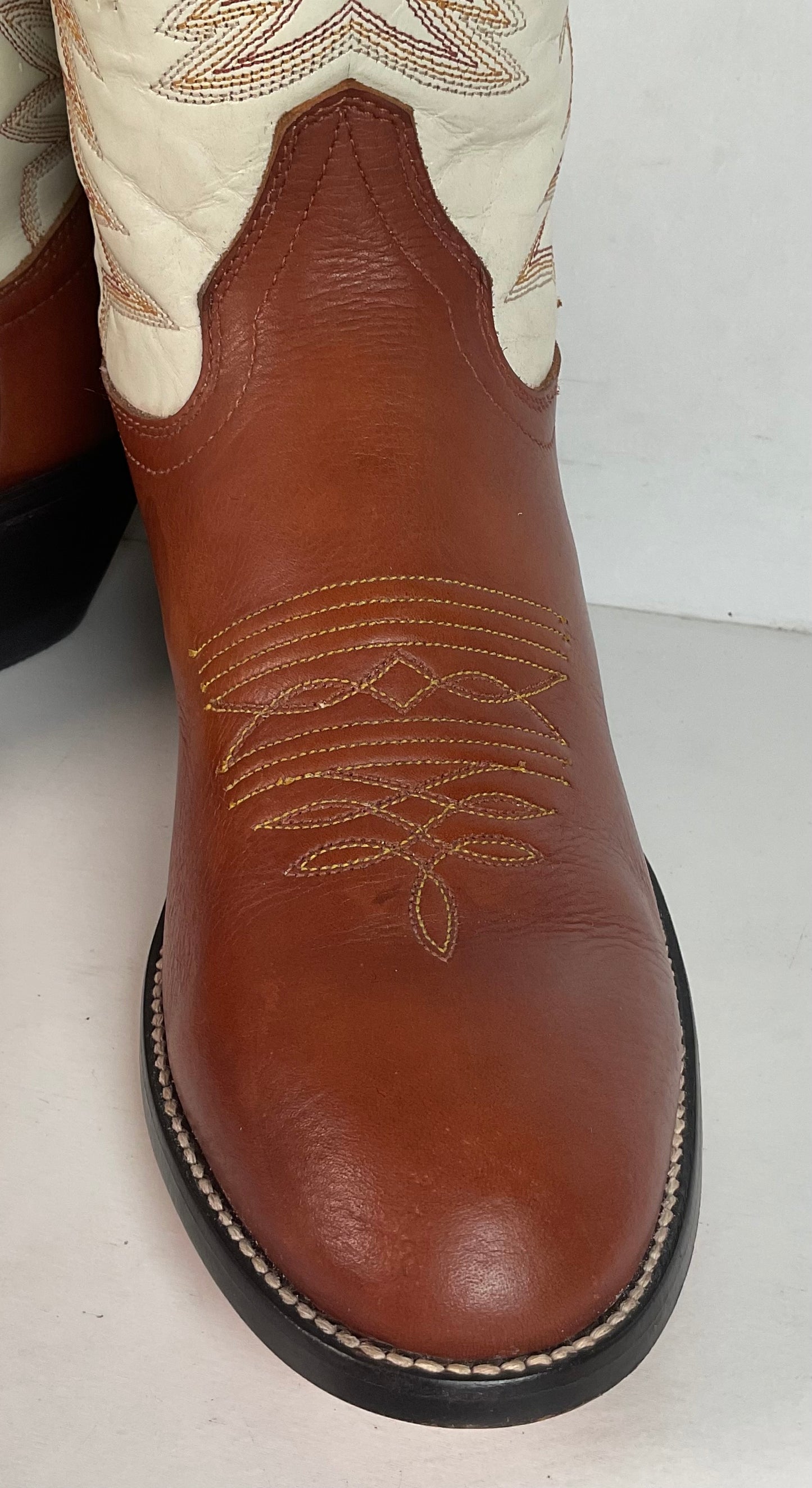 Hondo Calfskin Leather Cowgirl Boots 10 B White Upper