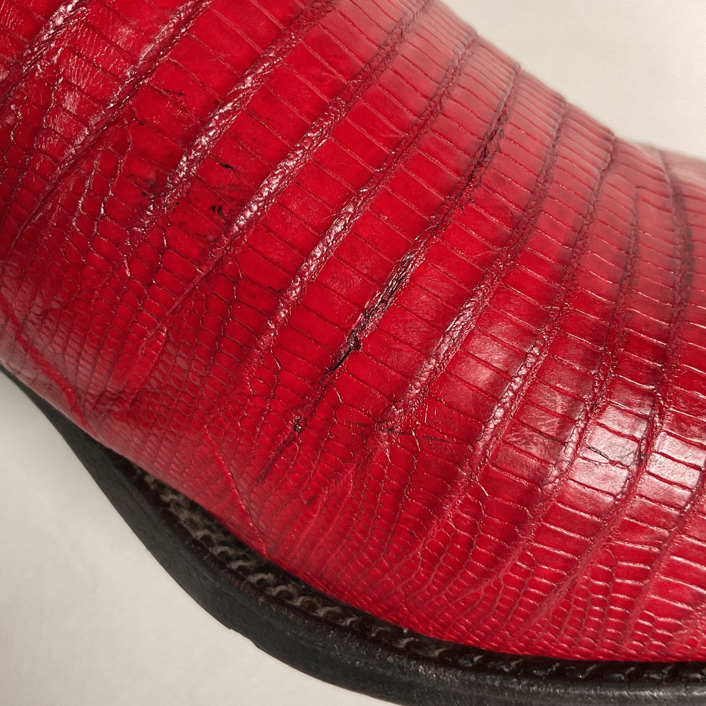 Vintage Justin Teju Lizard Cowboy Boots | USA Made | Ruby Red | Men’s 10.5 D