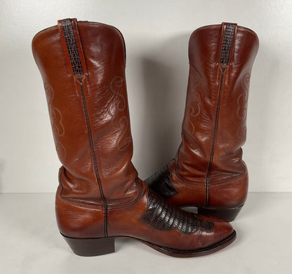 Vintage Lucchese Goat Skin Cowboy Boots | Lizard Inlay | Men’s 8.5 D