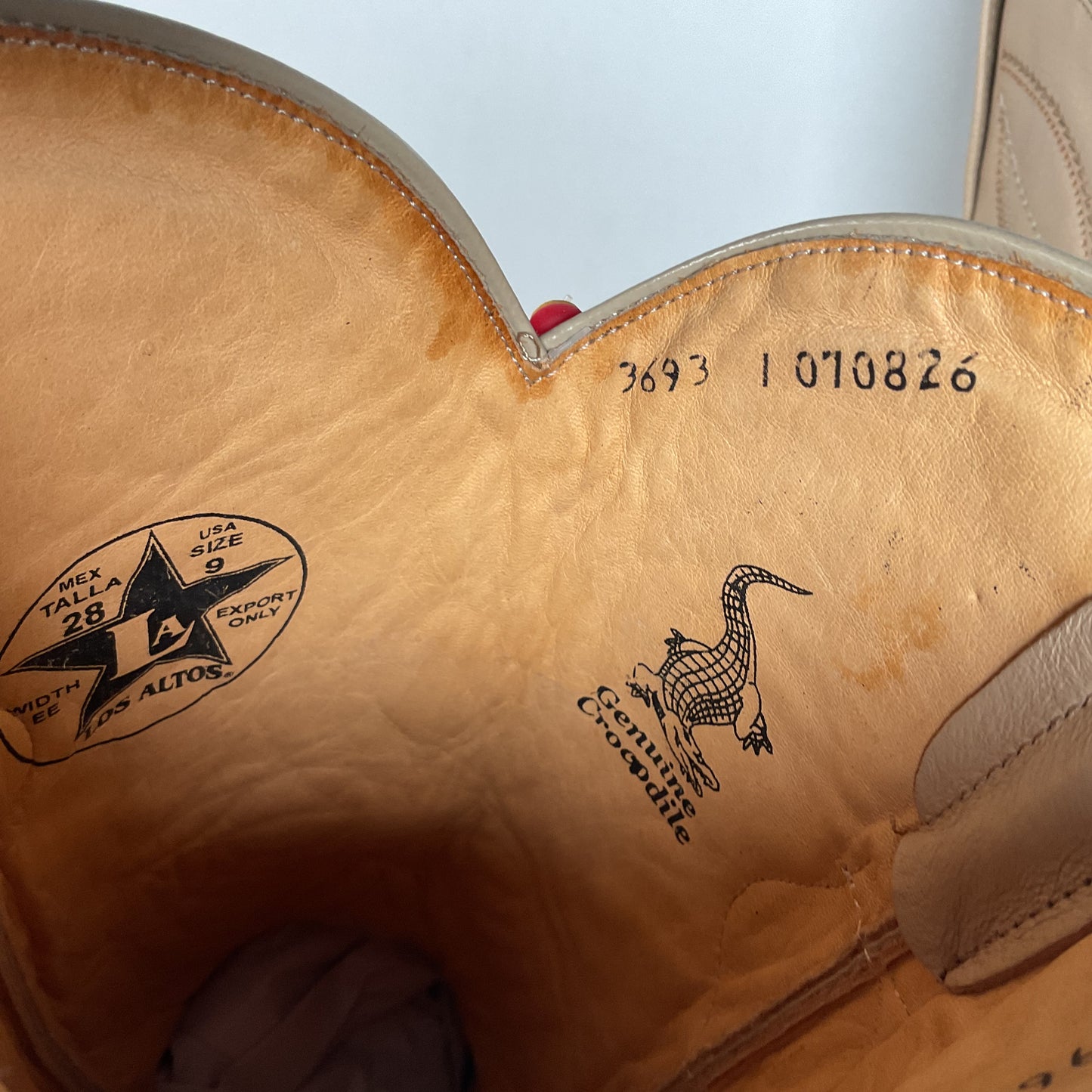 Los Altos Caiman Crocodile Boots | Exotic | Pointy Toe | Cream | Men’s 9 EE