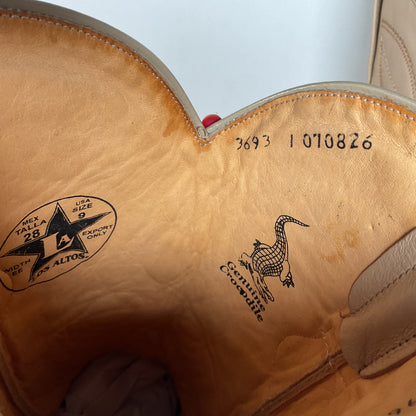 Los Altos Caiman Crocodile Boots | Exotic | Pointy Toe | Cream | Men’s 9 EE