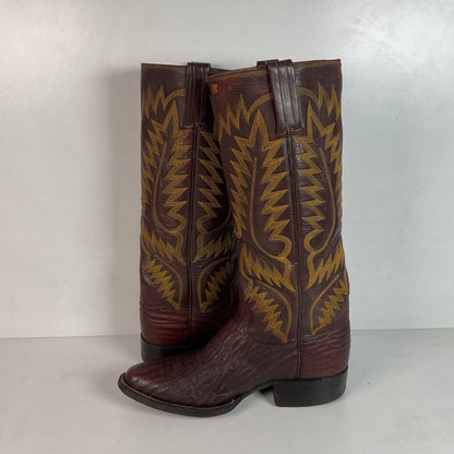 Vintage 1960s Stove Pipe Cowboy Boots 9-9.5 Exotic Shark Skin Custom Made