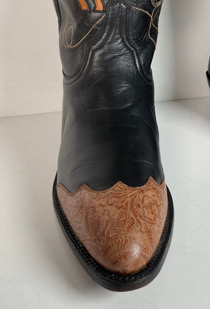 Vintage Ben Miller Cowgirl Boots | Tooled Inlays | Bucking Bronco | Women’s 10 B