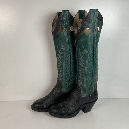 Vintage Sanders Shark Skin Buckaroo Boots Men’s 6.5 | Women’s 8 Exotic Overlay