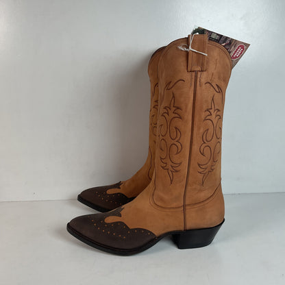 Nocona Wildebeest Wingtip Cowboy Boots Men’s 8.5 D USA Made Exotic Suede