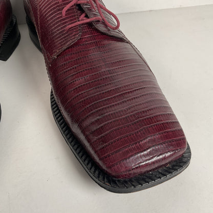 David Eden Teju Lizard Derby Shoes | Wine Red | Men’s 10.5