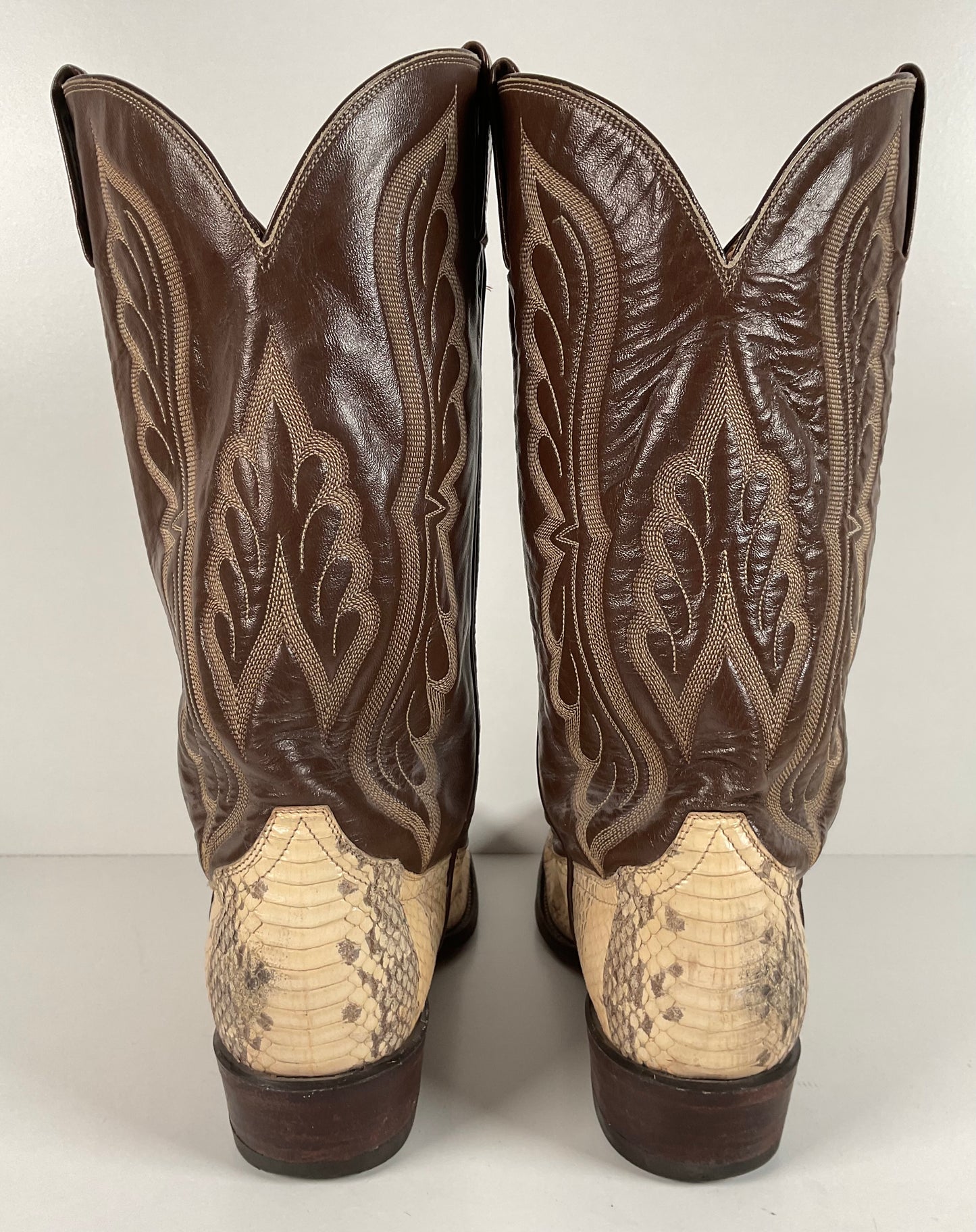 Vintage Tony Lama Water Snake Cowboy Boots 9 D Gold Label Snakeskin