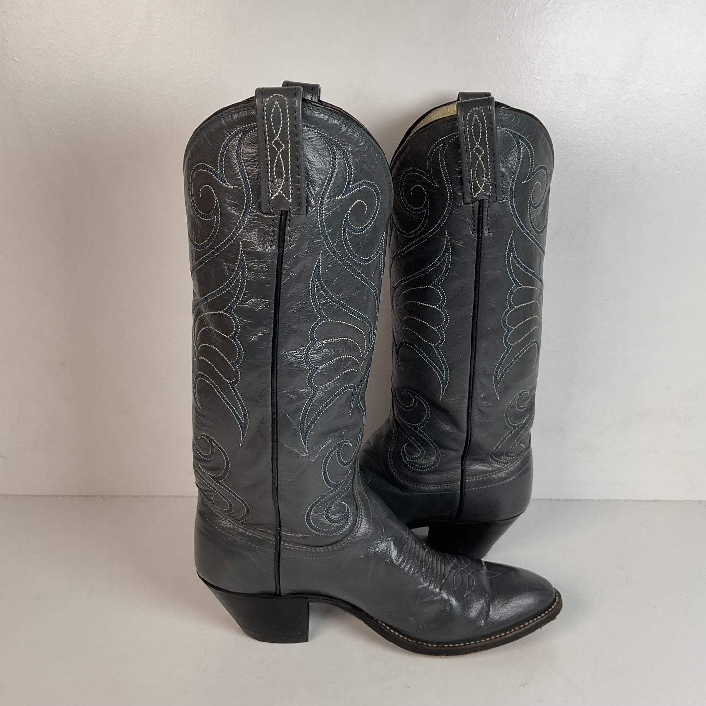 Vintage Dan Post Grey Cowgirl Boots 6 C USA Made