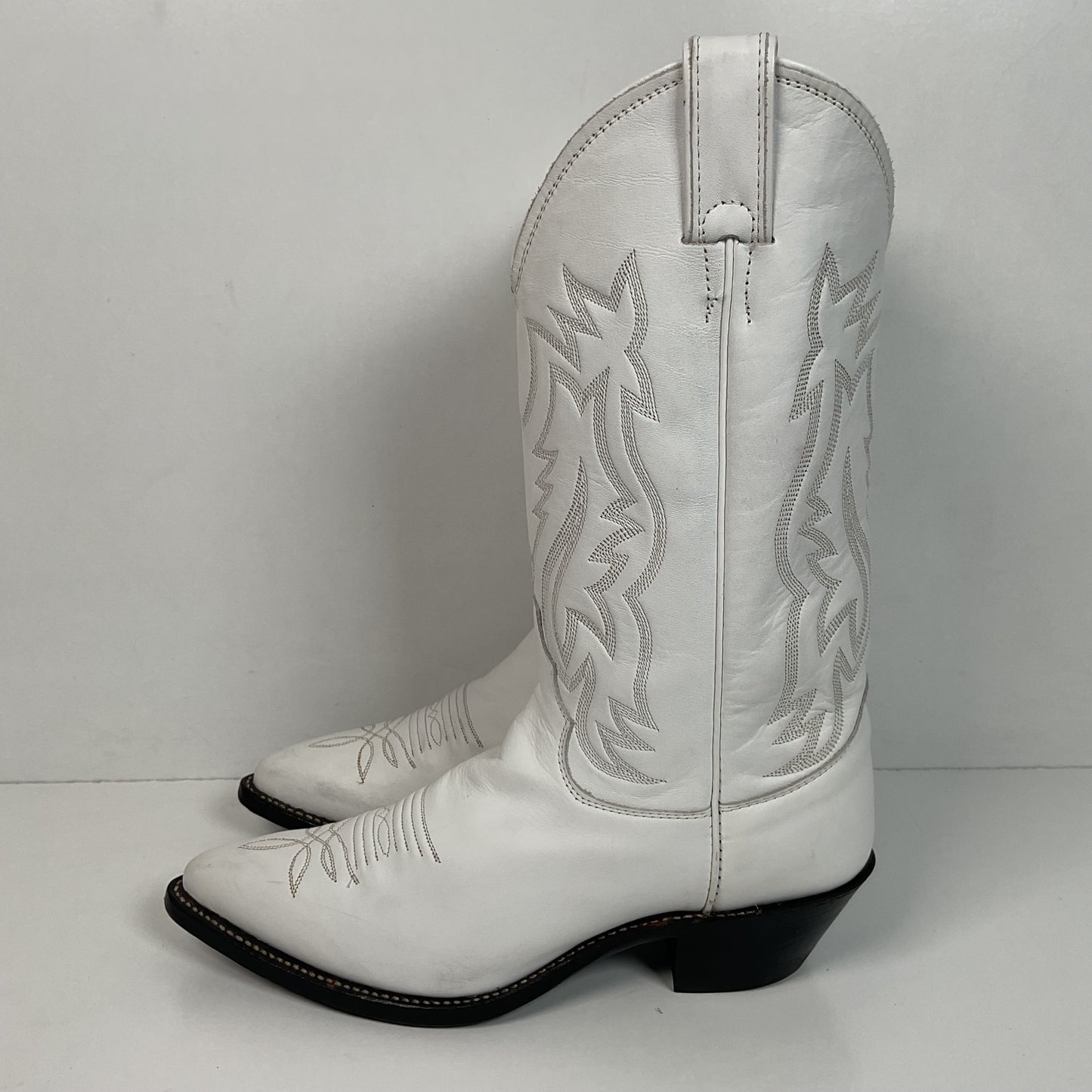 Justin Wedding White Cowgirl Boots 8 B USA Made