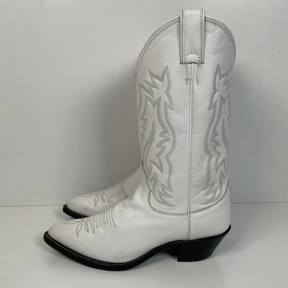 Justin Wedding White Cowgirl Boots 8 B USA Made