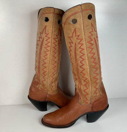 Custom Buckaroo Cowboy Boots | Tall Top | Rough Out Suede Shaft | Men’s 11