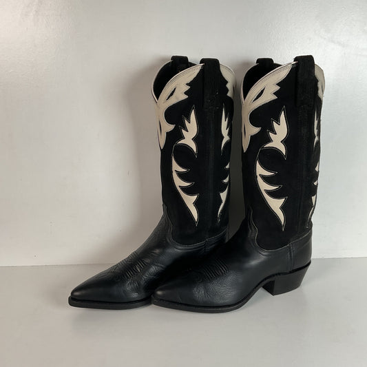 Vintage Dan Post Cowgirl Boots 7 M USA Made Tooled Inlay