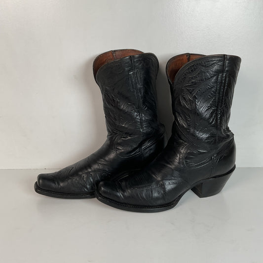 Vintage 1940s Brogue Wingtip Cowboy Boots 9.5-10 Leather Pull Tab Pee Wee
