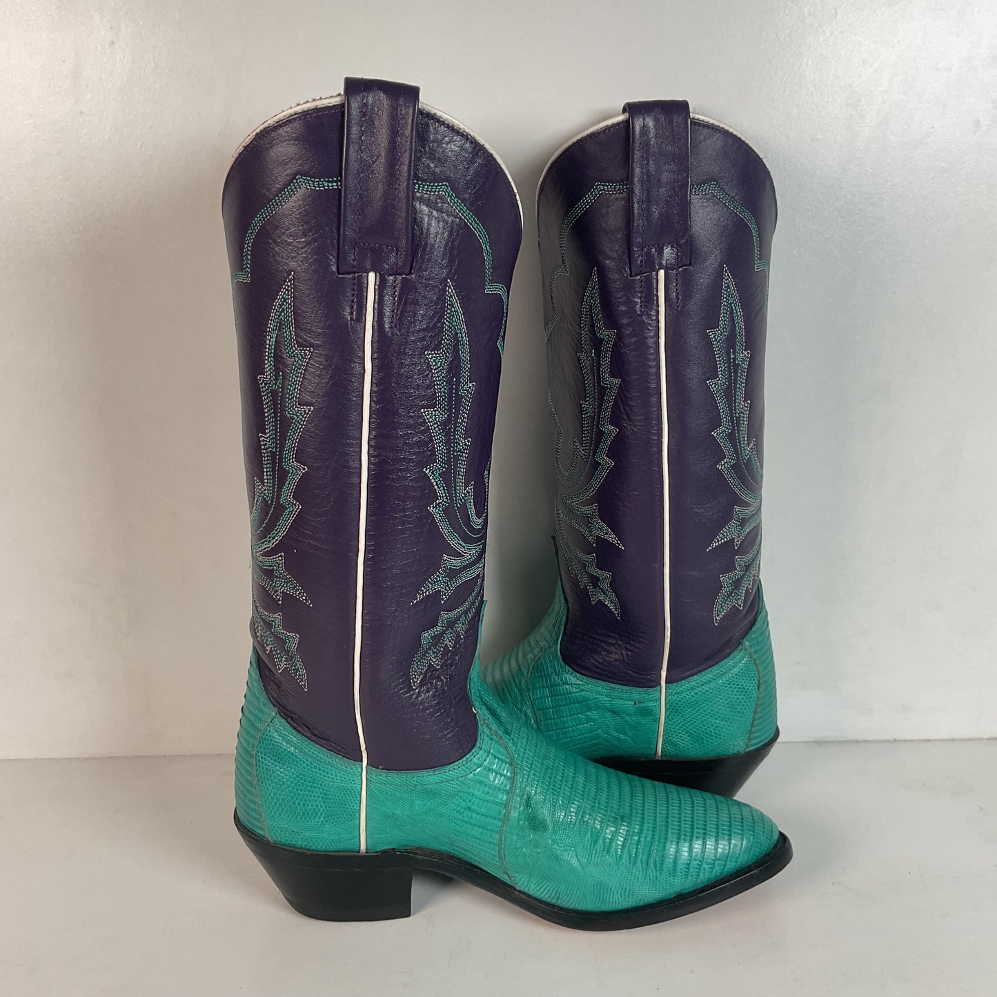 Dan Post Turquoise Cowgirl Boots 6 M Teju Lizard Vamp