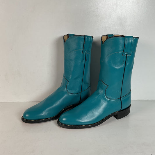 Justin Cowgirl Roper Boots | USA Made | Teal | Women’s 7 C