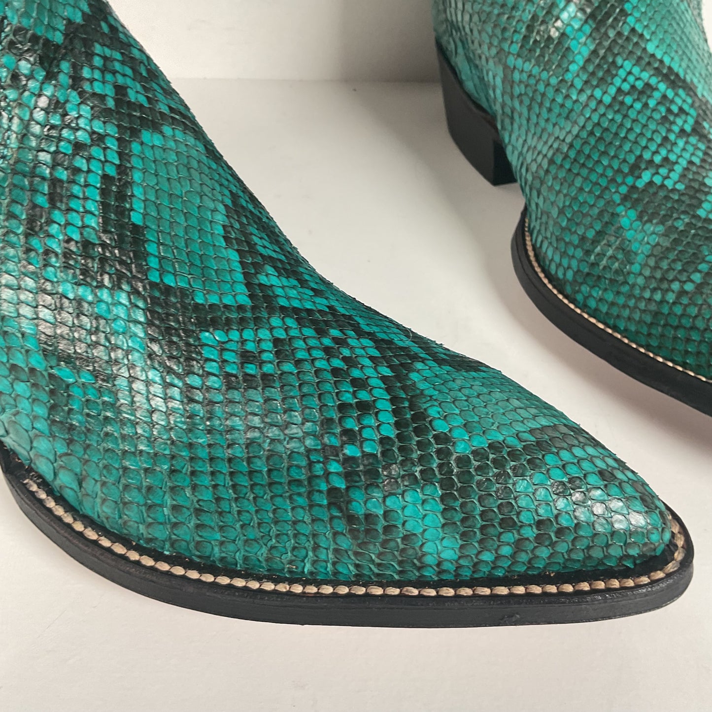 Python Snakeskin Cowboy Boots | Front Cut | Turquoise | Men’s 7.5 | Women’s 8.5