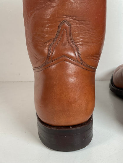 Vintage Lucchese Roper Boots 8.5 D USA Made Royal Calf