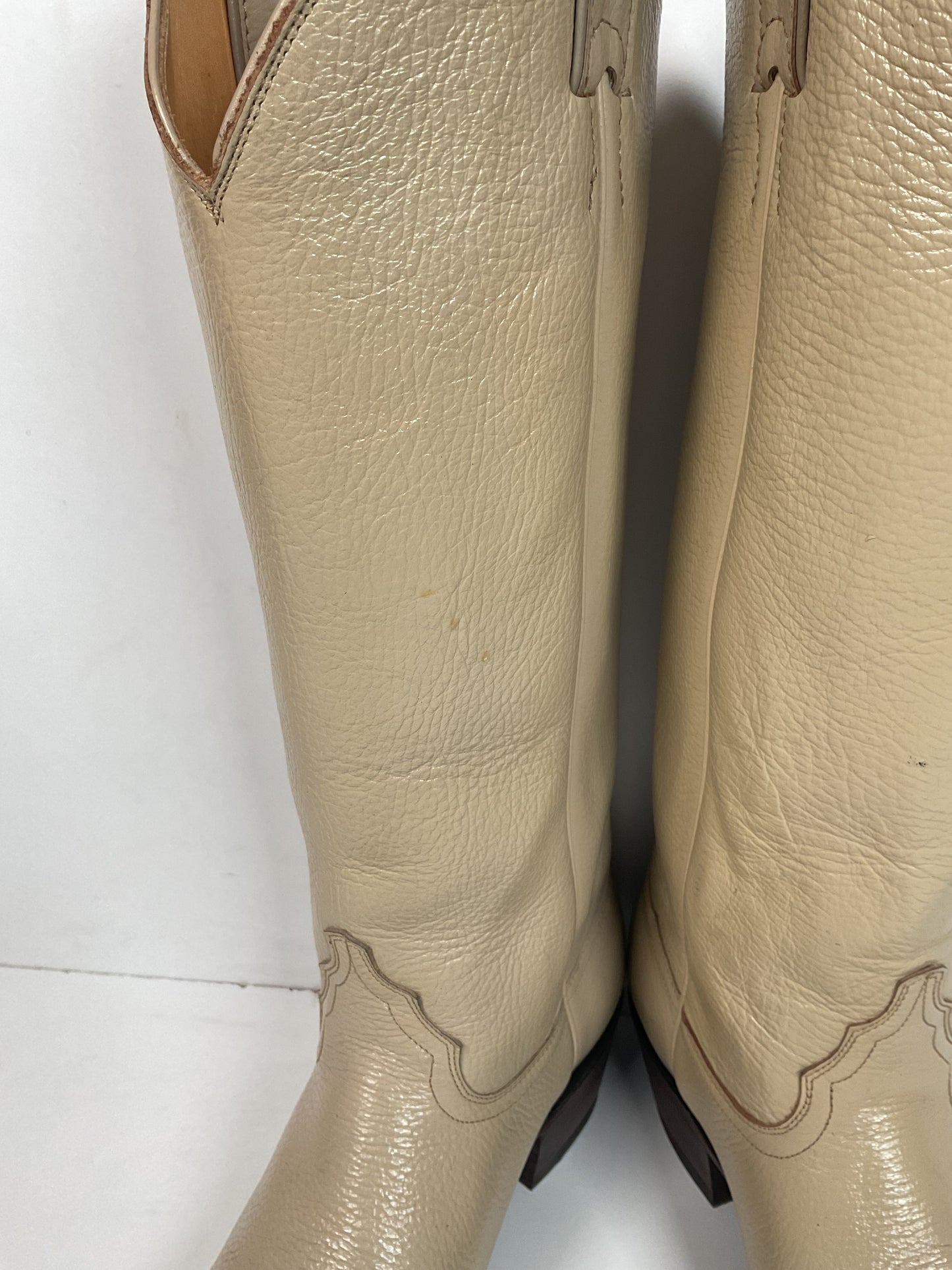 Justin Women’s Tall Bone Leather Cowgirl Boots 8 B USA Made