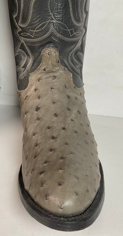 Vintage Justin Grey Ostrich Quill Cowboy Boots 9.5 D Exotic USA Made