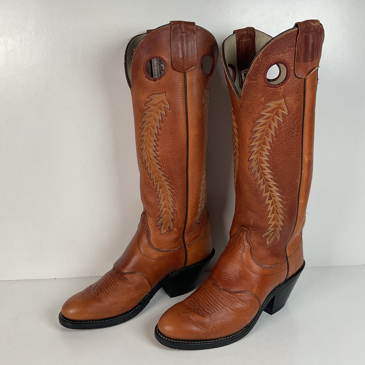 Olathe Brown Mule Buckaroo Boots | Tall Top | USA Made | Men’s 8.5 D