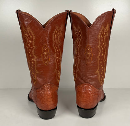 Vintage Longhorn Ostrich Leg Cowboy Boots | Exotic | Tooled Inlays | Men’s 13 D