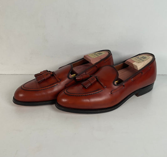 Vintage Alden Tan Calf Tassel Loafer 9 D Moc Toe Style 662 Old Logo