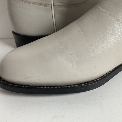 Justin Pearl White Roper Boots 8 C USA Made