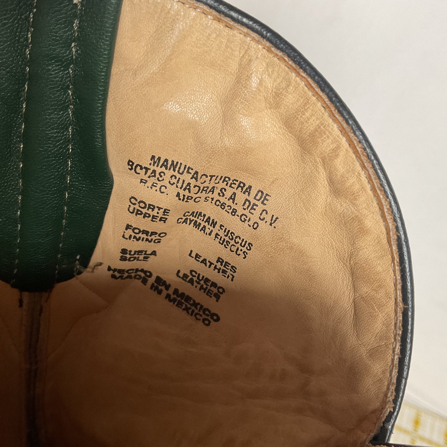 Cuadra Emerald Green Caiman Cowboy Boots 9.5 Exotic Tail Cut