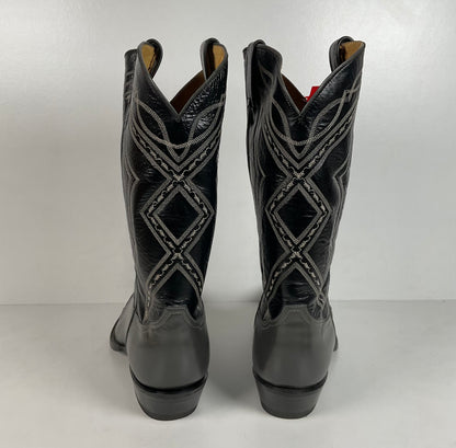 Vintage Tony Lama Lizard Wingtip Cowboy Boots | Charcoal Grey | Men’s 11.5 EE