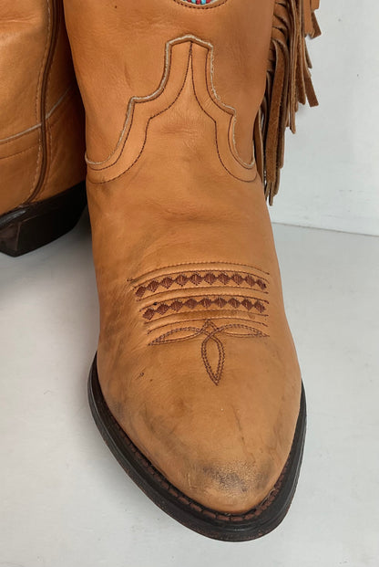 Vintage Code West Navajo Fringe Cowgirl Boots 8.5 M USA Made