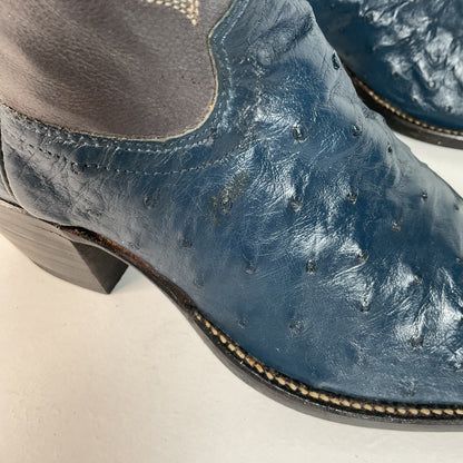 Vintage Justin Ostrich Quill Cowgirl Boots | USA Made | Royal Blue | Women’s 6.5 B