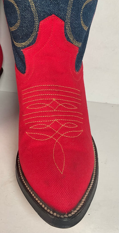 Vintage Denim Cowgirl Boots | Custom Blue Jean | Women’s 6.5