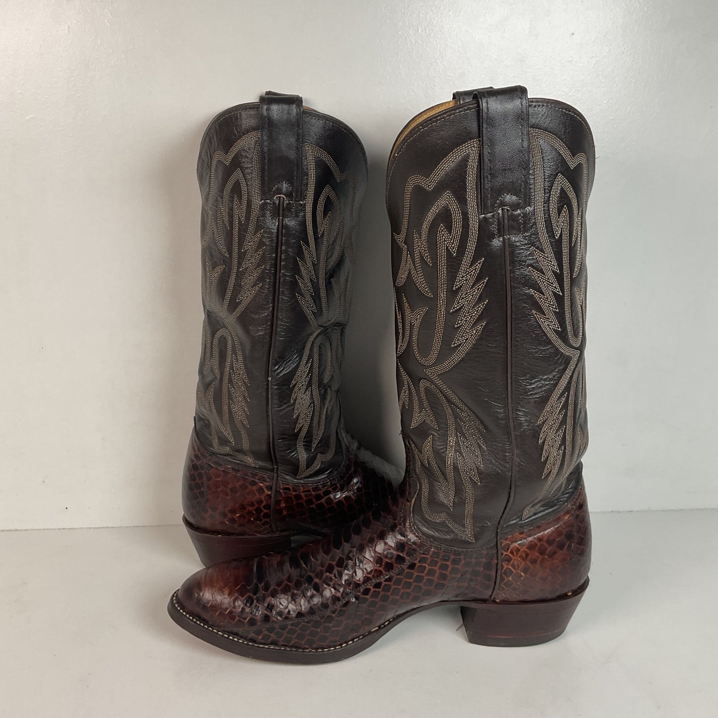 Vintage Texas Imperial Cowboy Boots 9.5 D Python Snakeskin Back Cut