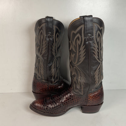 Vintage Texas Imperial Cowboy Boots 9.5 D Python Snakeskin Back Cut