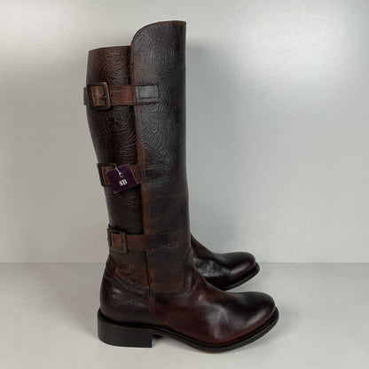 J.B. Dillon Western Riding Boots | Triple Buckle | Tooled | Women’s 8 B