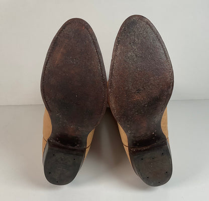 Vintage Nocona Cowboy Boots | Beige Bullhide | USA Made | Men’s 9 D
