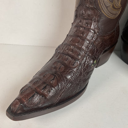 Custom Caiman Crocodile Cowboy Boots Men’s 8.5 Exotic Head Cut