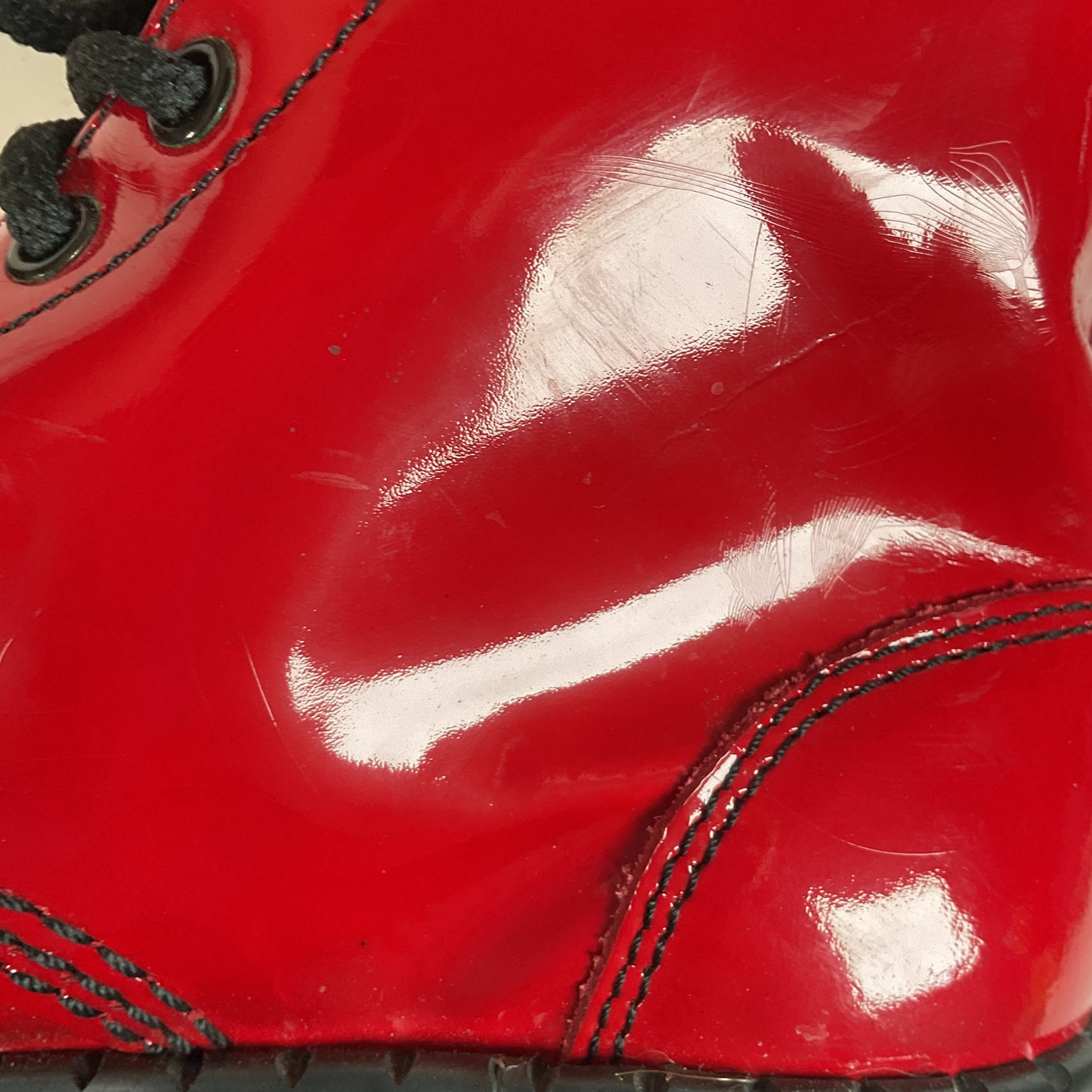 Underground England Lace Up Boots | Safety Toe | Cherry Red Patent | UK 6 | US 8