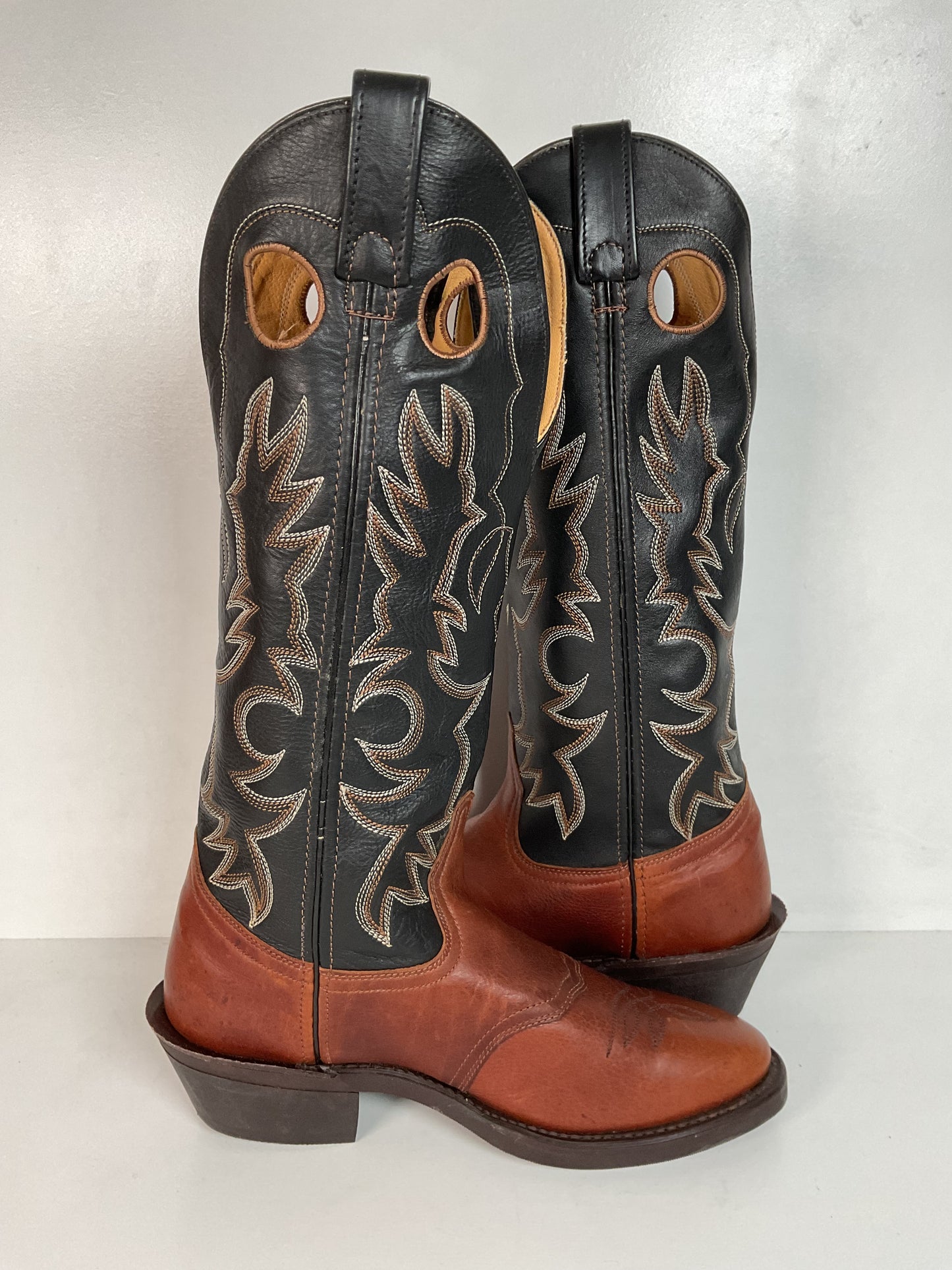 Shepler’s Brand Buckaroo Cowboy Boots 7 D Tall Punchy Top Oil Resistant