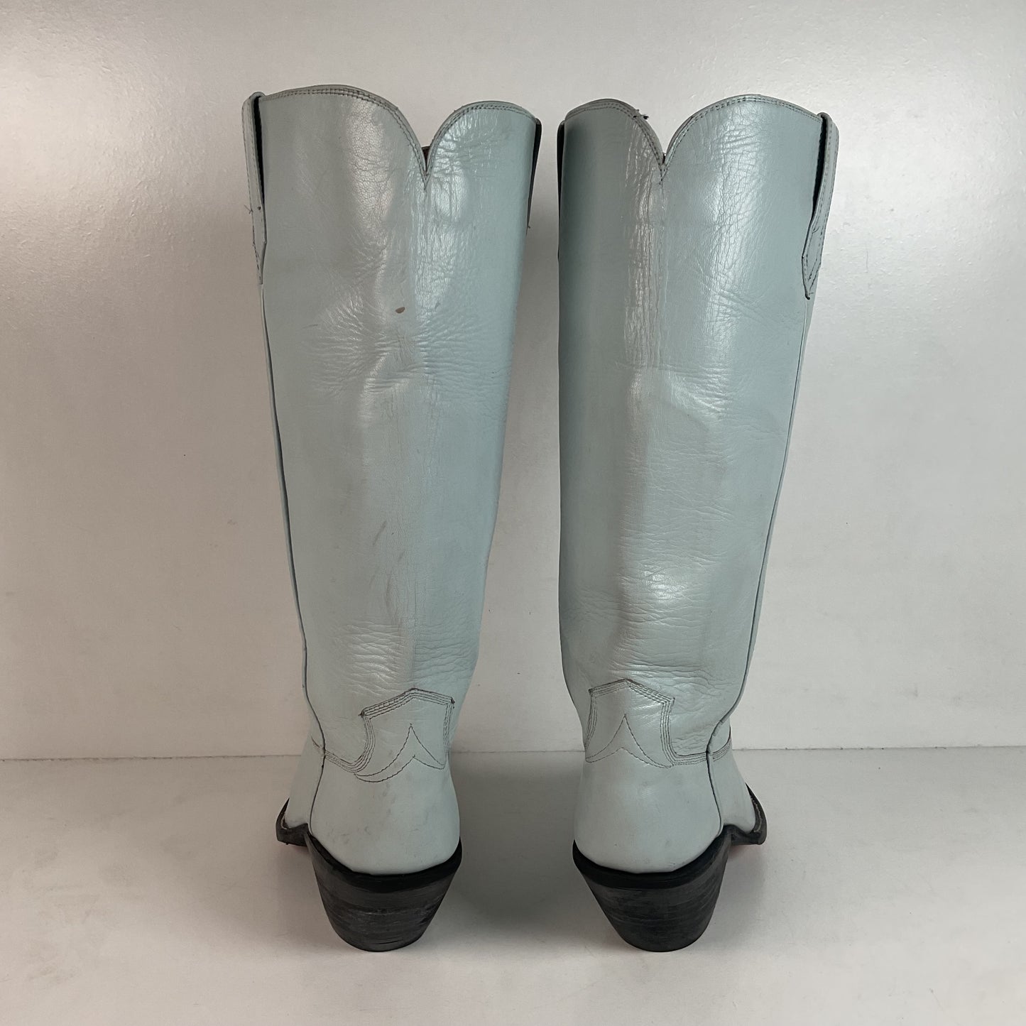 Custom Tall Top Cowboy Boots 11 Wide Shooter Style Off White
